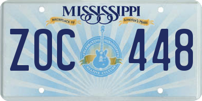 MS license plate ZOC448