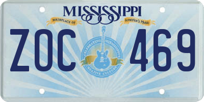MS license plate ZOC469