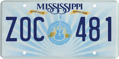 MS license plate ZOC481