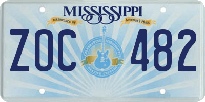 MS license plate ZOC482