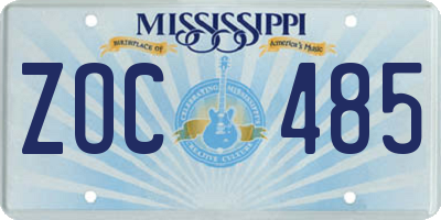 MS license plate ZOC485