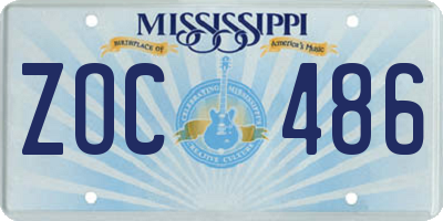 MS license plate ZOC486