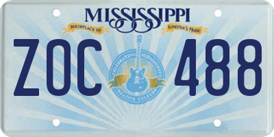 MS license plate ZOC488