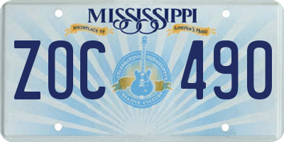MS license plate ZOC490