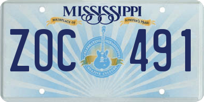MS license plate ZOC491