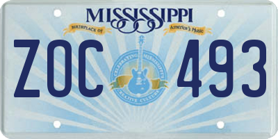 MS license plate ZOC493