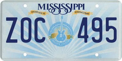 MS license plate ZOC495