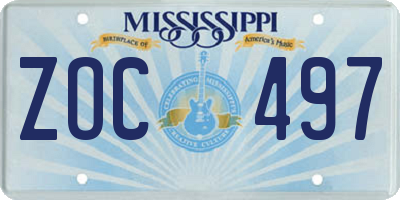 MS license plate ZOC497