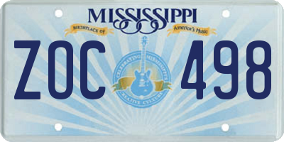 MS license plate ZOC498