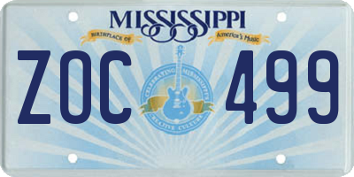 MS license plate ZOC499