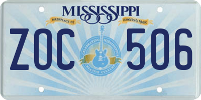 MS license plate ZOC506