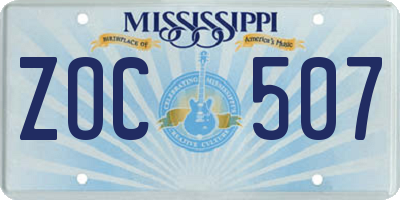 MS license plate ZOC507