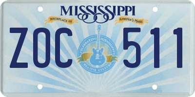 MS license plate ZOC511