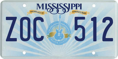 MS license plate ZOC512