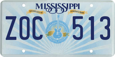 MS license plate ZOC513