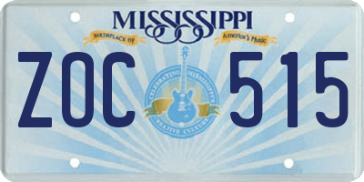 MS license plate ZOC515