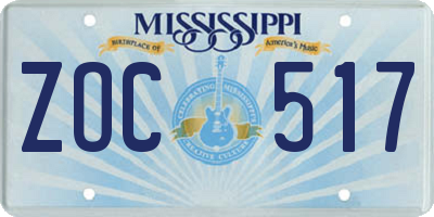 MS license plate ZOC517