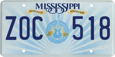 MS license plate ZOC518