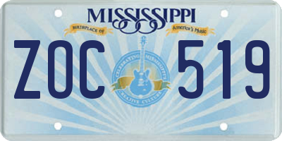 MS license plate ZOC519