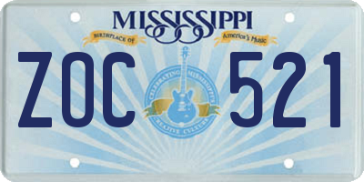 MS license plate ZOC521
