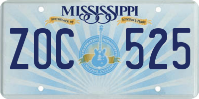 MS license plate ZOC525