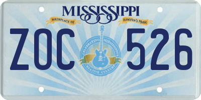 MS license plate ZOC526