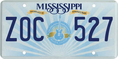 MS license plate ZOC527