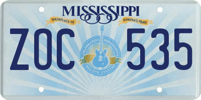 MS license plate ZOC535