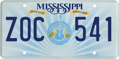 MS license plate ZOC541