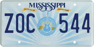 MS license plate ZOC544