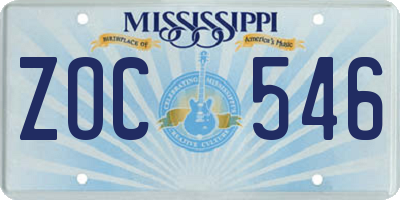 MS license plate ZOC546