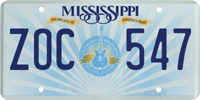 MS license plate ZOC547