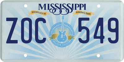 MS license plate ZOC549