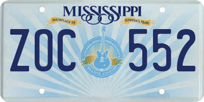 MS license plate ZOC552