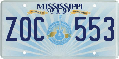 MS license plate ZOC553
