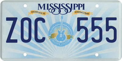MS license plate ZOC555