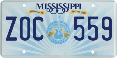 MS license plate ZOC559