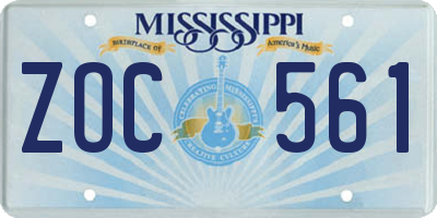 MS license plate ZOC561