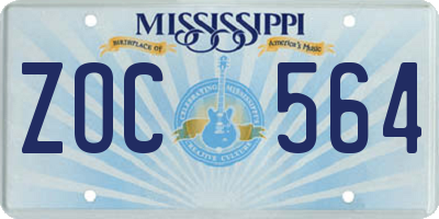 MS license plate ZOC564