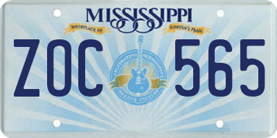 MS license plate ZOC565