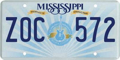 MS license plate ZOC572