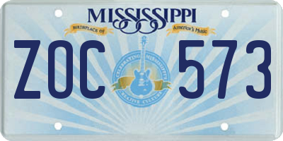 MS license plate ZOC573