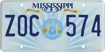 MS license plate ZOC574