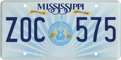 MS license plate ZOC575