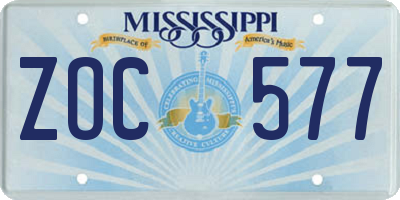 MS license plate ZOC577