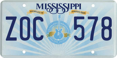 MS license plate ZOC578