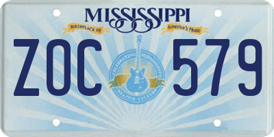 MS license plate ZOC579