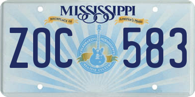 MS license plate ZOC583
