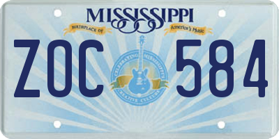MS license plate ZOC584