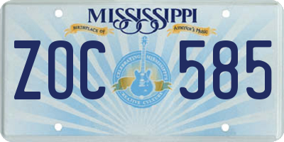 MS license plate ZOC585